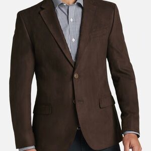 Nautica Men’s Modern Fit Microsuede Sport Coat Brown Solid Suedette Suede Blazer